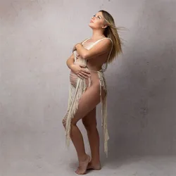 Maternity Photography Sexy Hollow Hole Sleeveless Dress Vintage Boho Pregnancy Dress Slits See-through Hot Slim Dress For Photo