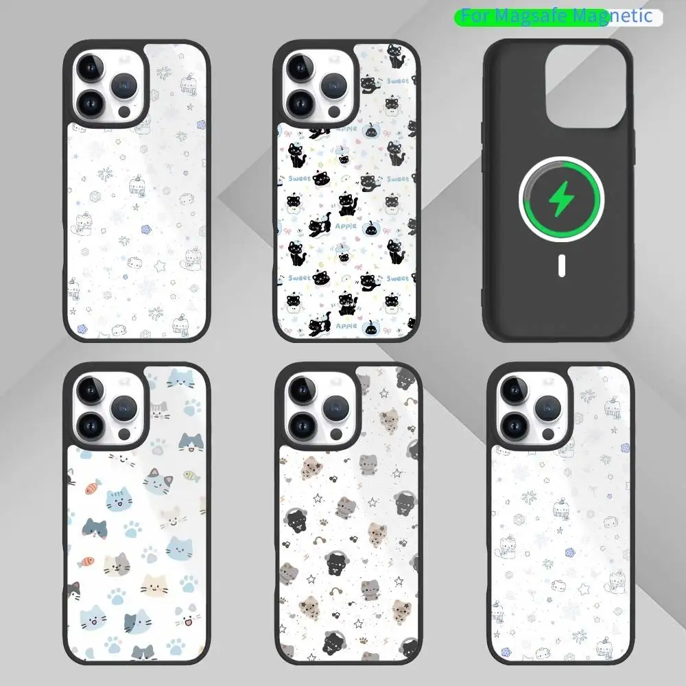 

many cute K-kittens Phone Case For iPhone 14,16,15,13,17,12,Plus,Pro,Max Magnetic For Magsafe Frosted Cover