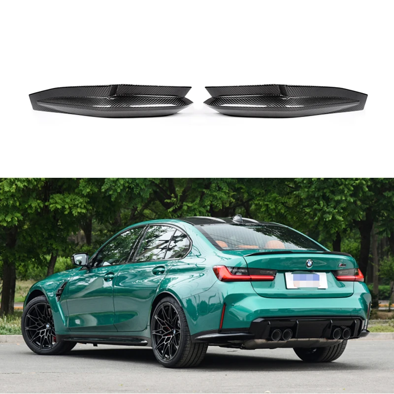 New Arrival Dry Vacuumed Carbon Fiber Rear bumper Valance Side splitter Cover trims for BMW G80 M3 2021 2022 OEM style