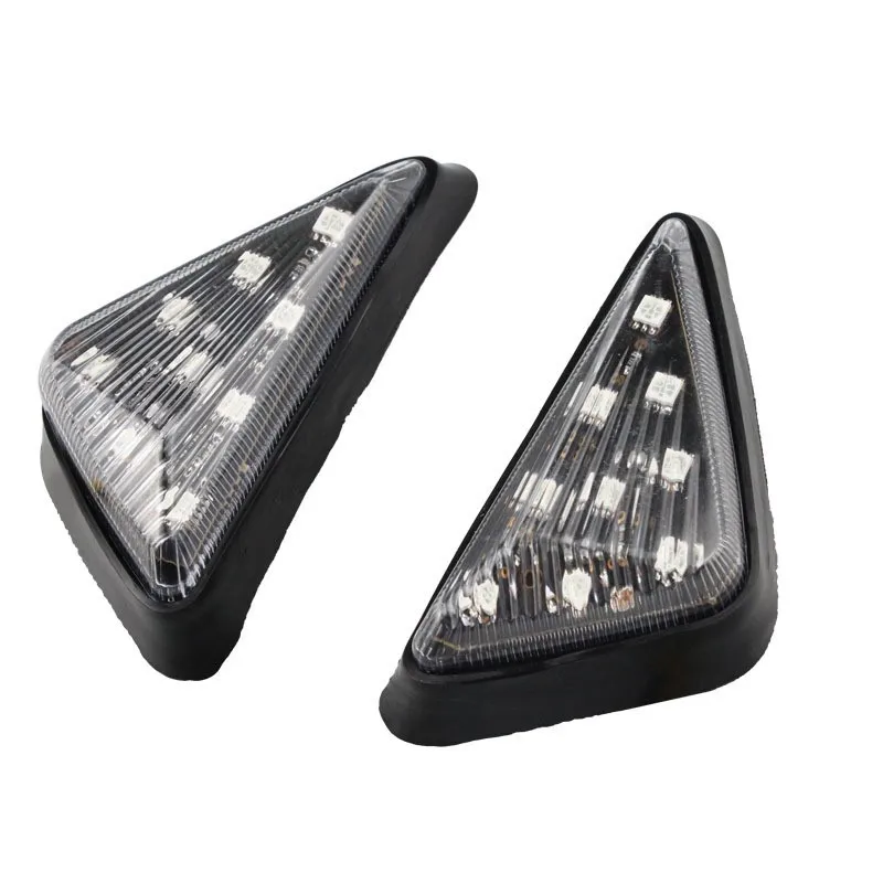 Motorcycle LED Turning Signals Light Smoke Triangle Flush Mount Waterproof Motorcycle Turn Signal Blinker Flashing Lights