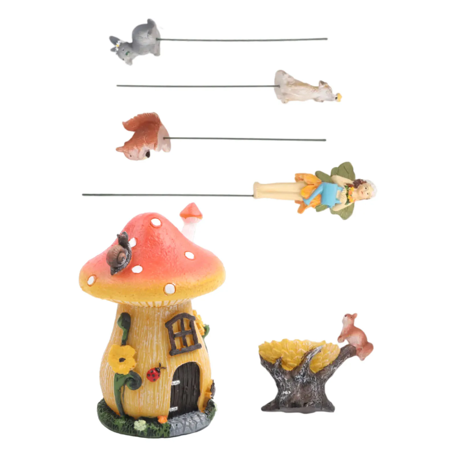 Inspiring Fairy House Set Including Colorful Mushroom Design and Adorable Animal Figurines for Fantasy Gardens