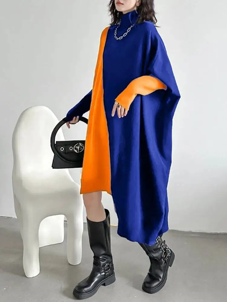 Unregelmäßiger Kaffeebrauner Oversize-Strickpullover mit Rollkragen und Langen Ärmeln für Damen Neue Mode Frühling Herbst 2026 1DJ99