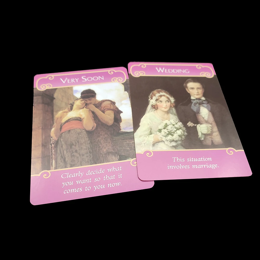 11×8CM Gold edge The Romance Angels Oracle Cards-A 44-Card Deck & English Guidebook