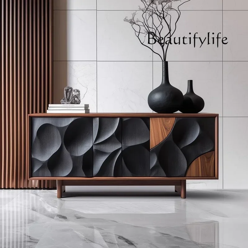 

Kh X Designer Solid Wood Porch Cabinet Facing The Door, High-end Art Engraved Storage Cabinet, Living Room Wall Locker