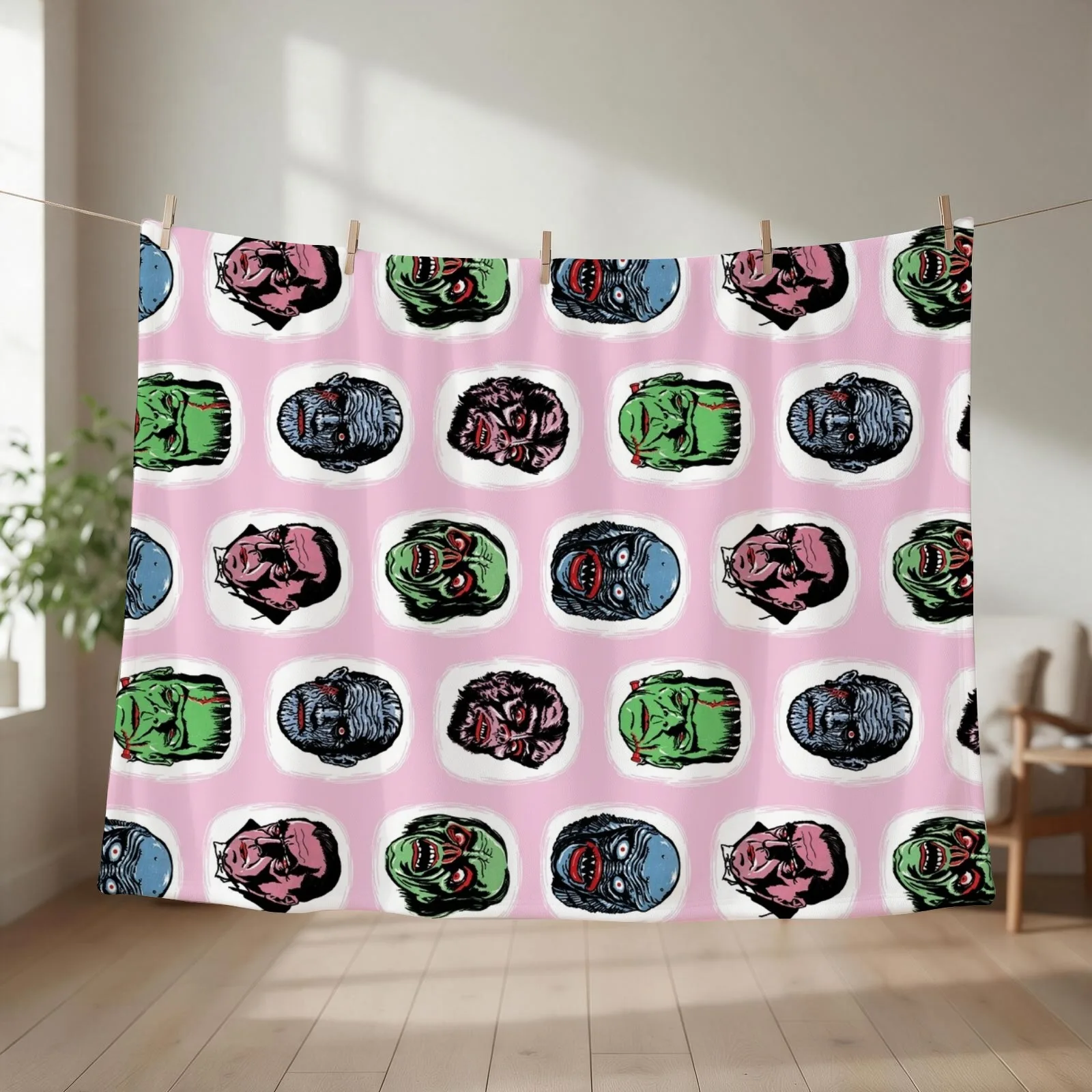 Famous Monsters Blanket Throw Blanket couch cozy soft plush fuzzy picnic outdoor blanket