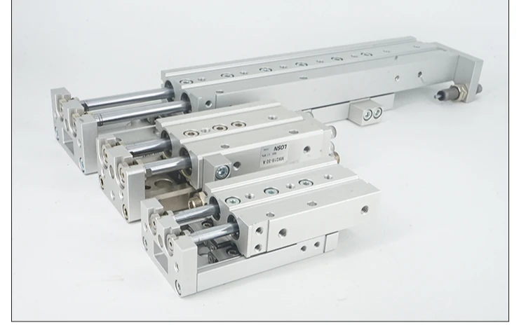 MXS double acting pneumatic slide cylinder, pneumatic bore 6-25mm stroke 10/20/30/40/50/75/100/125/150