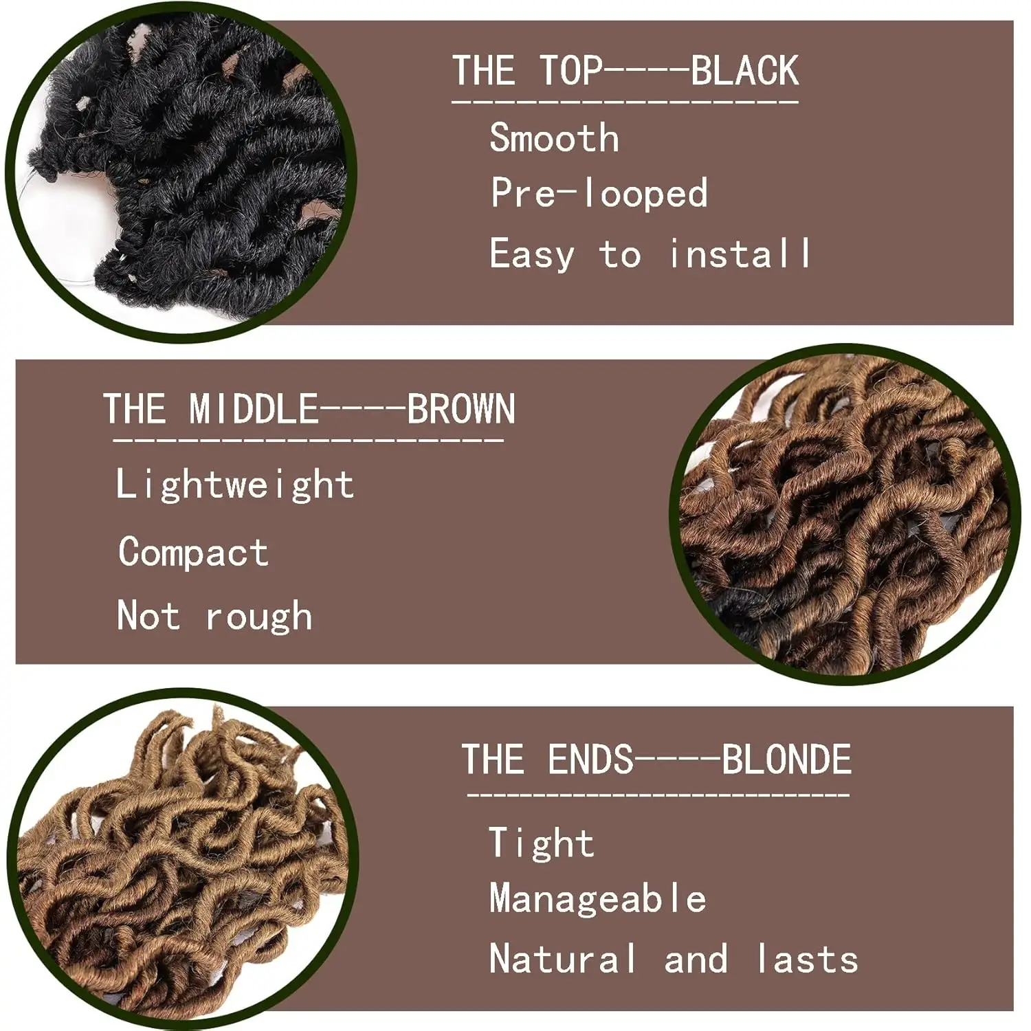 18/24 بوصة آلهة فو لوكس الكروشيه الشعر 6 حزم/وحدة لينة الغجر لوكس متموجة الكروشيه الضفائر المجدل 3 لهجة مجعد متموج الاصطناعية #3