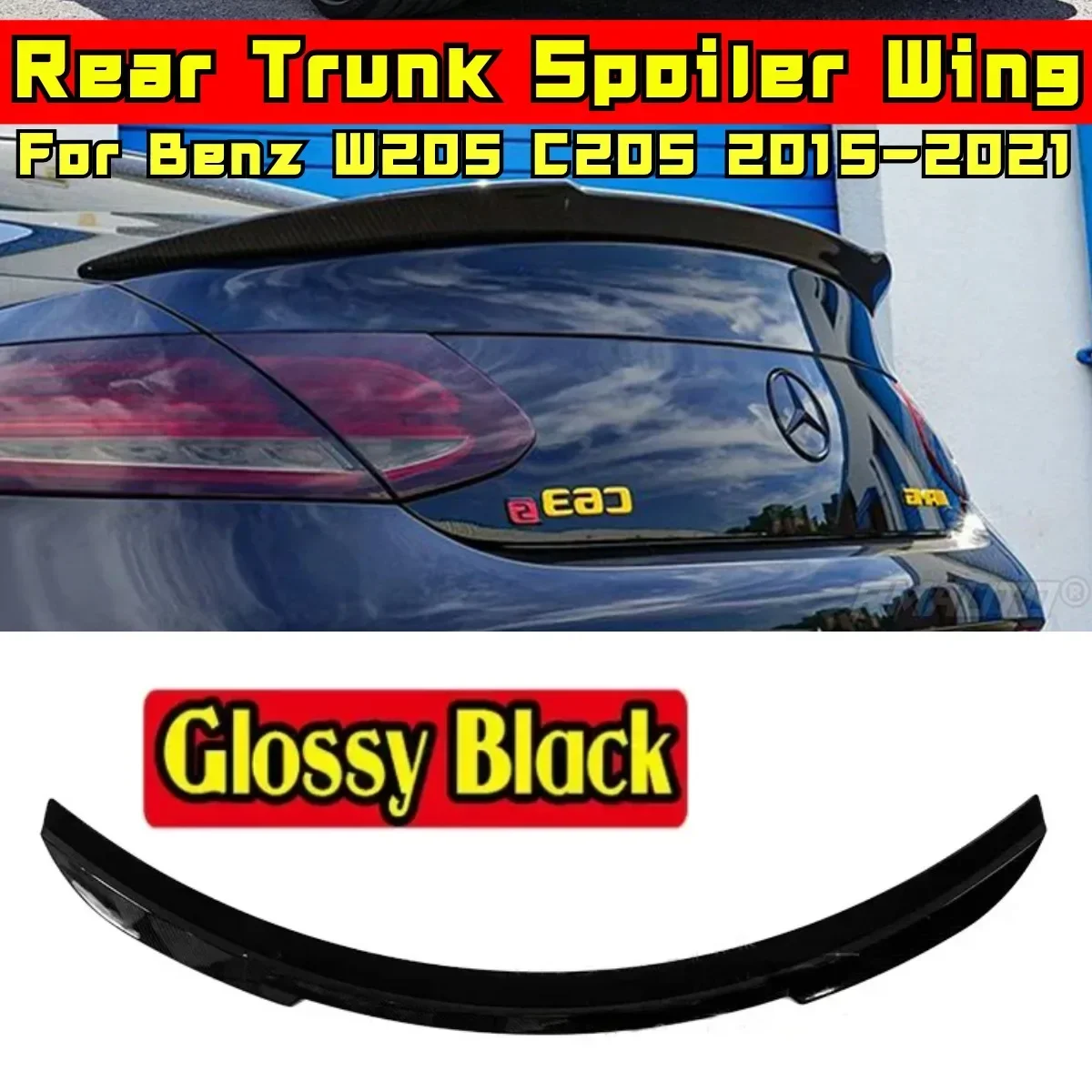 Car Rear Trunk Spoiler Body Kit Car Rear Spoiler Wing For Mercedes-Benz C-Class C205 W205 2Door Coupe 2015-2021 Car Accessories