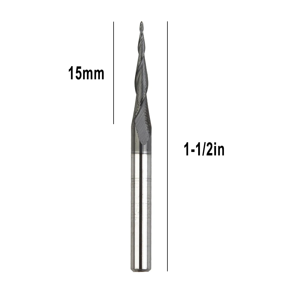 1/8 Shank CNC Carbide Ball Nose Tapered End Mill Radius 0.25mm TiAIN Coated Woodworking Tools Milling Cutter Herramientas