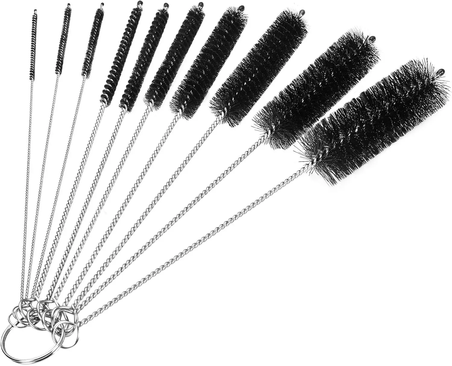 

8-Inch Nylon Bottle Cleaning Brush Set, 10pcs for Narrow Neck Cups with Hook