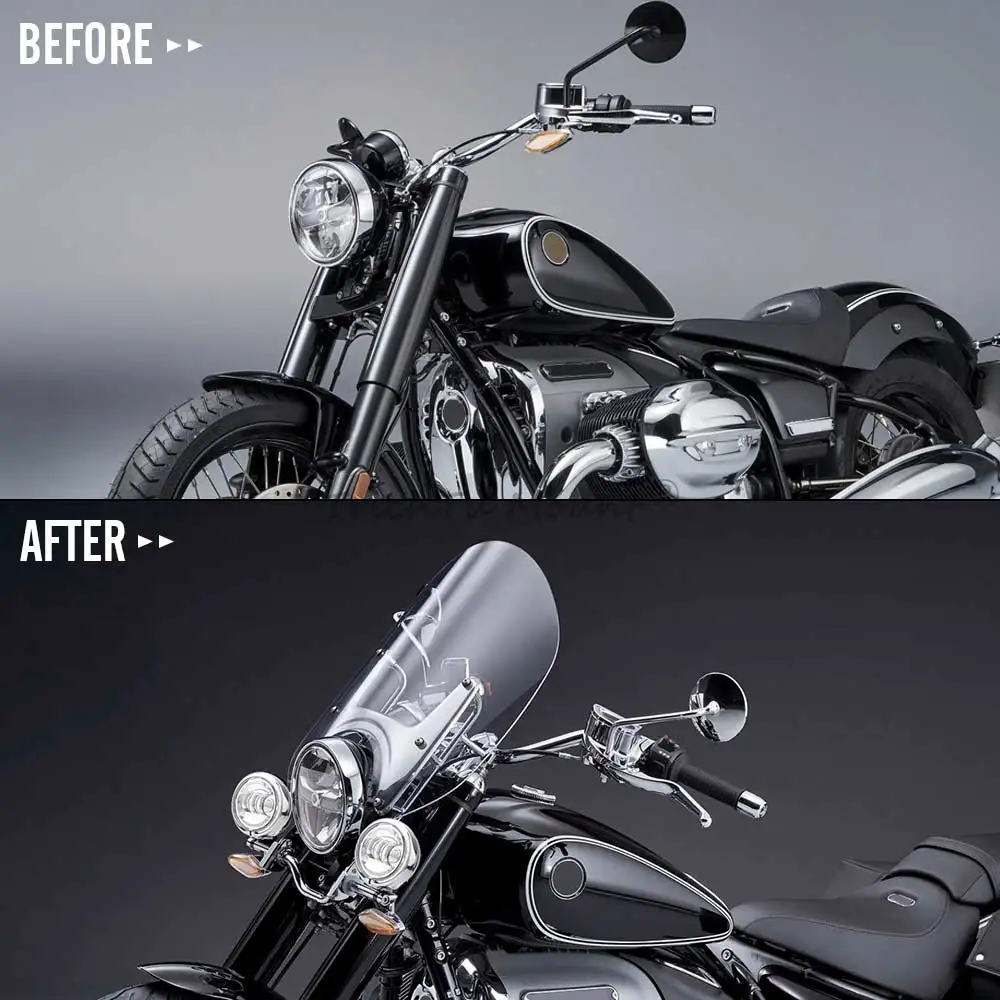 58cm Windscreen Bracket Additional Headlight Windshield w/ Fog Light Kit For BMW R18 100Years Classic 20+ Motorcycle Accessories