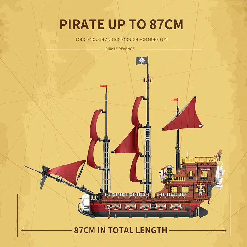 Reobrix 66010 Pirate Revenge-Model Ship Creative MOC Brick Puzzle Small Particle Assembly Toys Building Blocks Gift For Boys