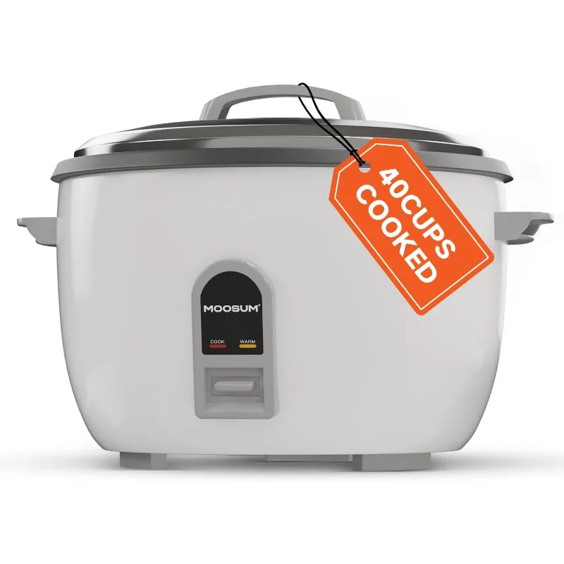 Olla arrocera comercial, gran capacidad, 20 tazas (sin cocido), 40 tazas (cocida) con operación con un solo toque y mantenimiento cálido de 12 horas, 1200 W