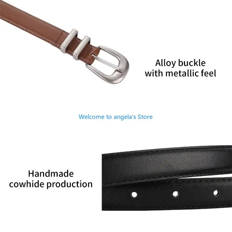 X4YC Fashionable Women Leather Belt With Antique Finish Metal Buckles Genuine Western Design Multiple Colors Holiday Gift