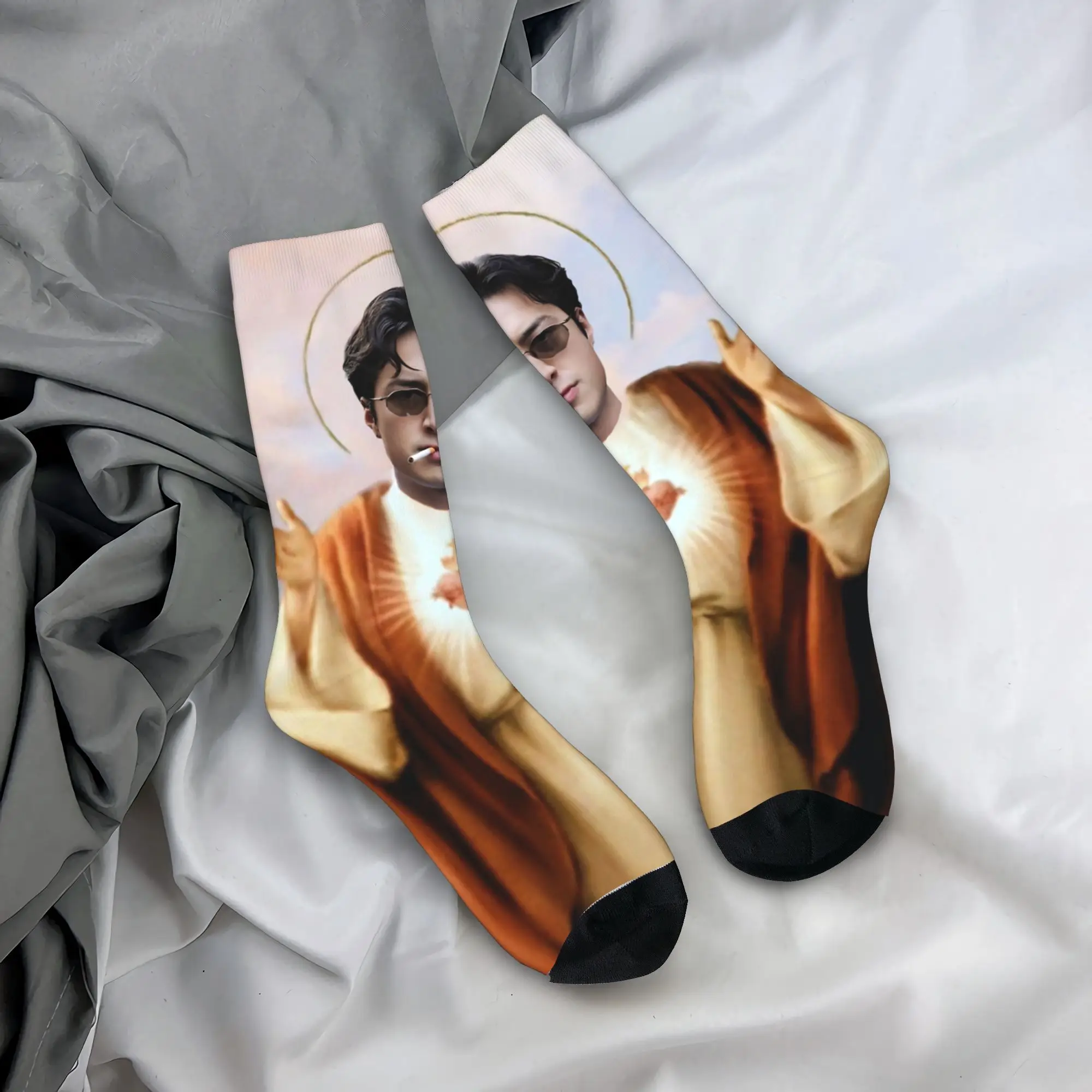 

New Male Men Socks Hip Hop Hudson Williams Jesus Meme Sock Polyester Skateboard Women's Socks Spring Summer Autumn Winter