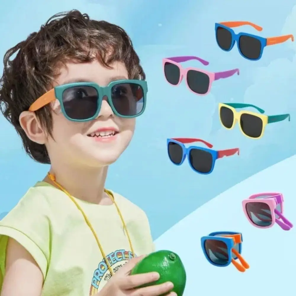 Modische quadratische Kinder-Sonnenbrille, UV 400, faltbare Outdoor-Sonnenbrille, Kinderbrille für Kleinkinder, Jungen und Mädchen