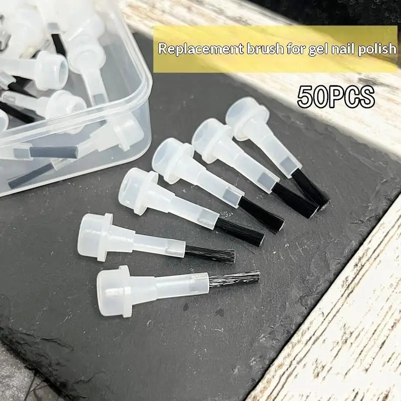 50Pcs Nail Brush Polish Brushes Replacement Head Brush Dip Disposable Acrylic Powder Heads Liquid Applicators Manicure Set