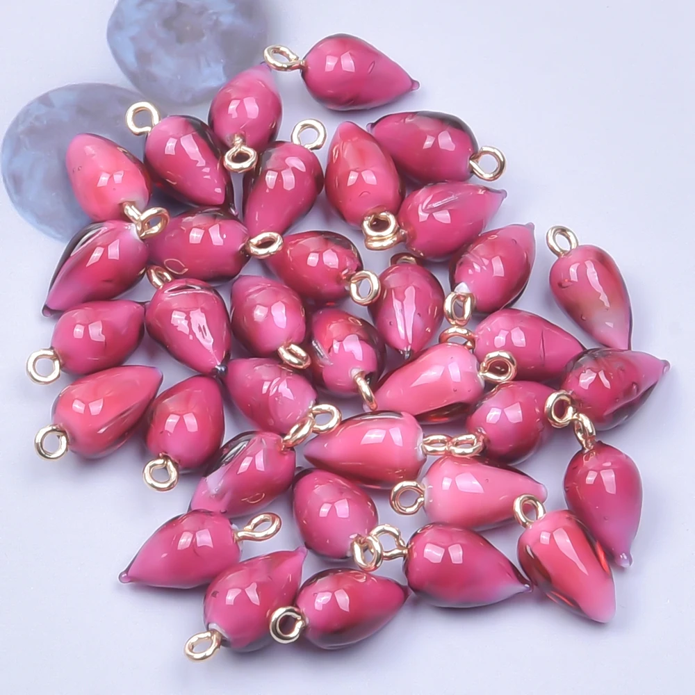 5Pcs/Lot Mix Styles Glass Fruit  Strawberry Peach Charms Diy Vegetable Eggplant Sweet Potato Pendant Jewelry Accessories Finding