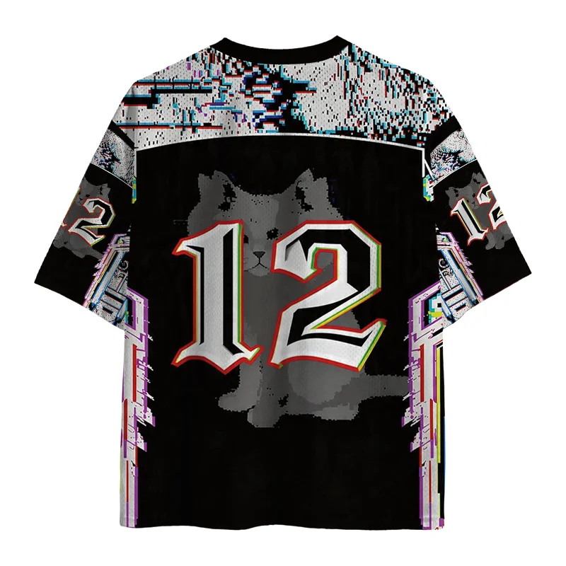 New Sports Mesh Jersey,QuickDrying Sports Short Sleeved Jersey,Upgraded Fabric,Mesh Knitted Fabric,Cute Cat Emoji Pack,Y2K Trend