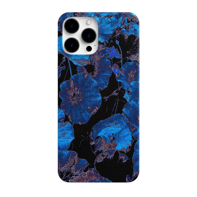 Artistic INS Style Lotus Leaves at Silent Night Creative Designed Phone Case for iPhone 15 14 11 12 13 Pro Max Plus Back Cover