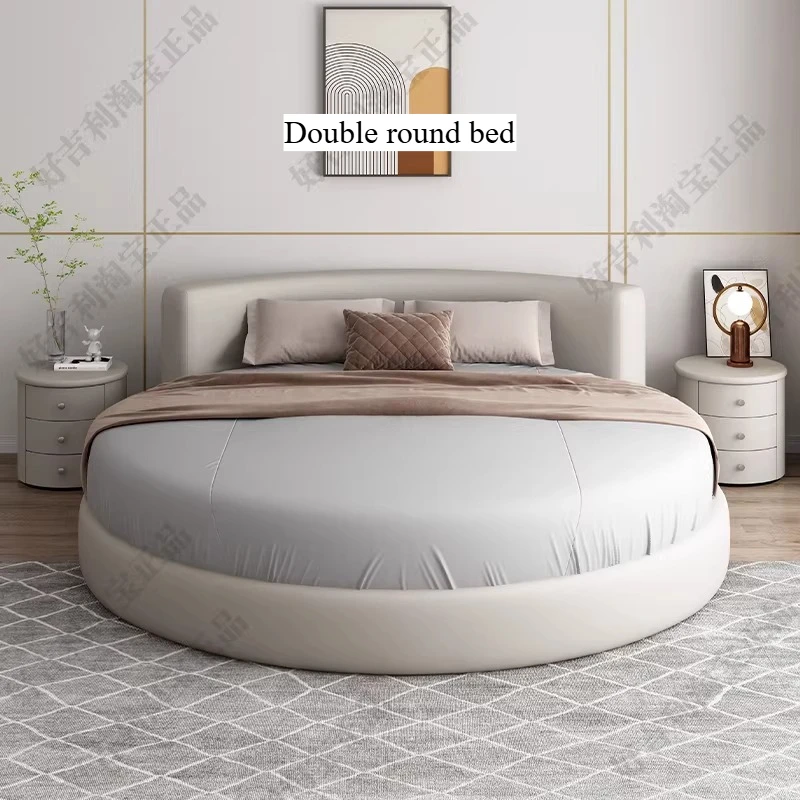 

King Size Double Bed Frame Wooden French Full Size Bed Cream Deluxe Nightstands Camarotes Para Dormitorio Bedroom Furniture