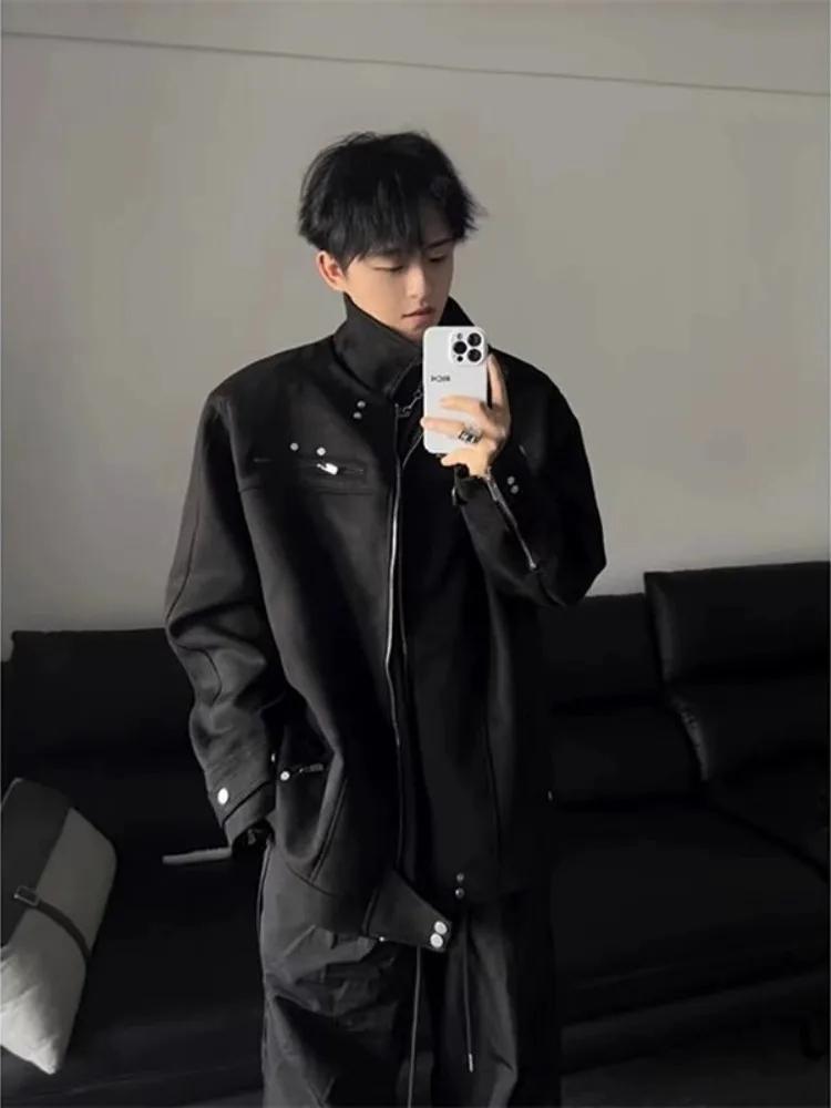 

Мужская демисезонная куртка Bla Deconstructed Suede Jaet на молнии, в стиле Cleanfit, бейсбольная, в американском стиле High Street, Detroit Coat