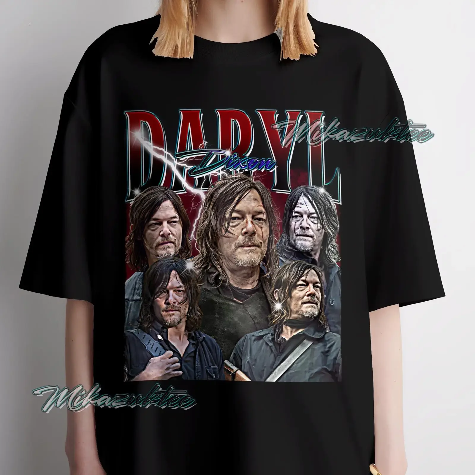 Daryl Dixon The Walking Dead Vintage Collage T Shirt vintage Washed Stretched streetwear Comfortable graphic fashion Breathable