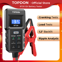 TOPDON BT20 Lead Acid 12V Battery Cranking Charging Vehicles Automotive Motorcycle Car Battery Tester Analyzer