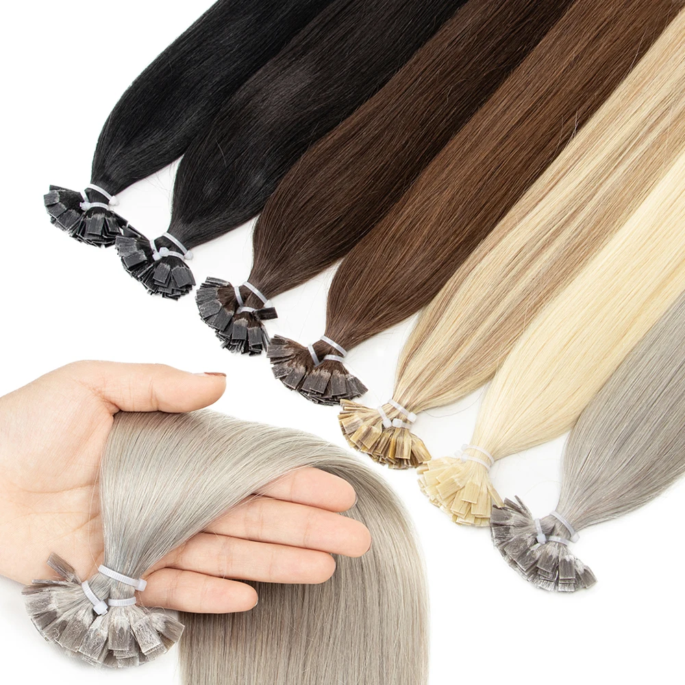 

Isheeny Fusion Flat Tip Human Hair Extensions Natural Straight Hair 12" 16" 20" Keratin Capsules Hair Ombre Blonde Colors