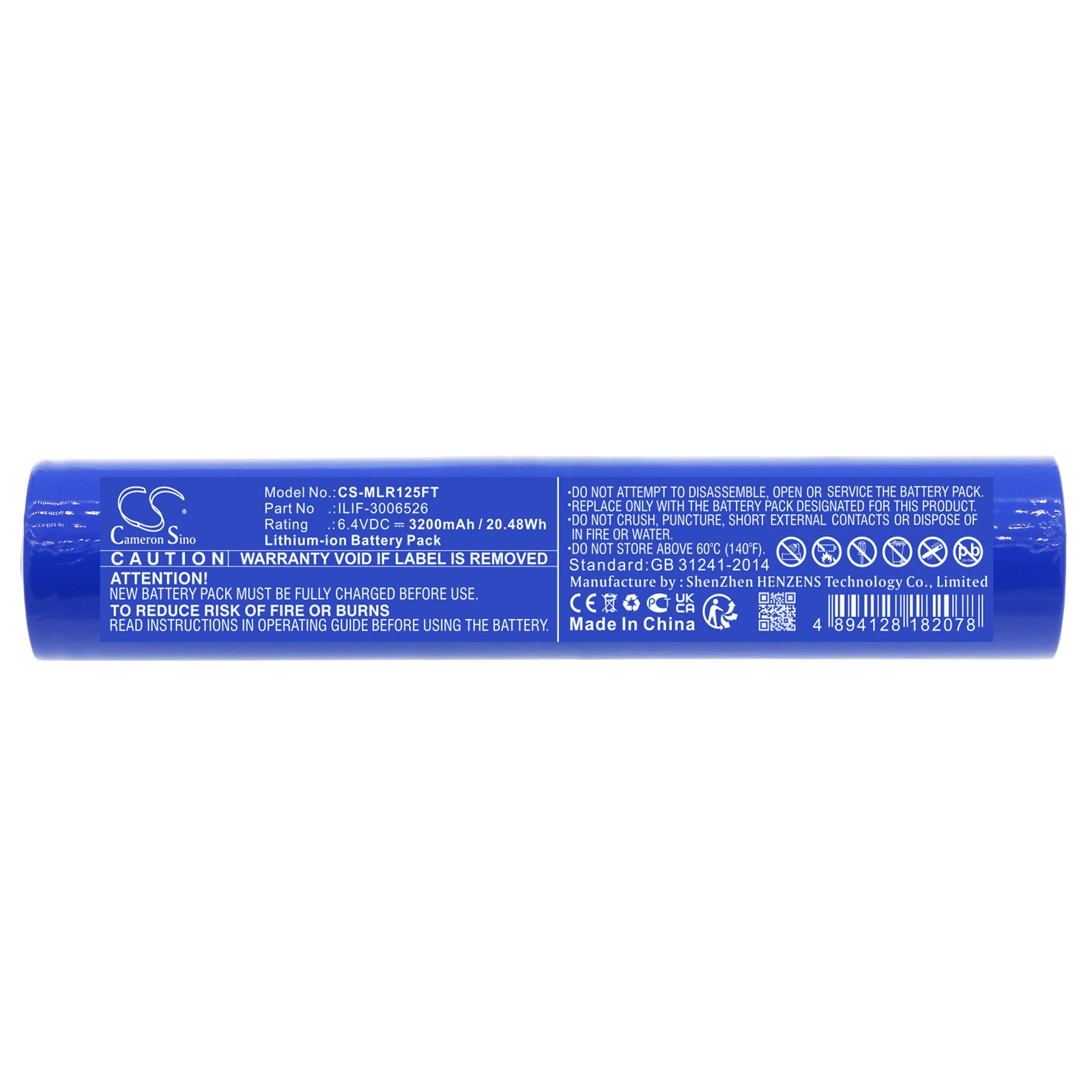 Flashlight 3200mAh / 20.48Wh Battery For Maglite:ILIF-3006526 Fit Model :Maglite ML125 ML150LR ML150LRX