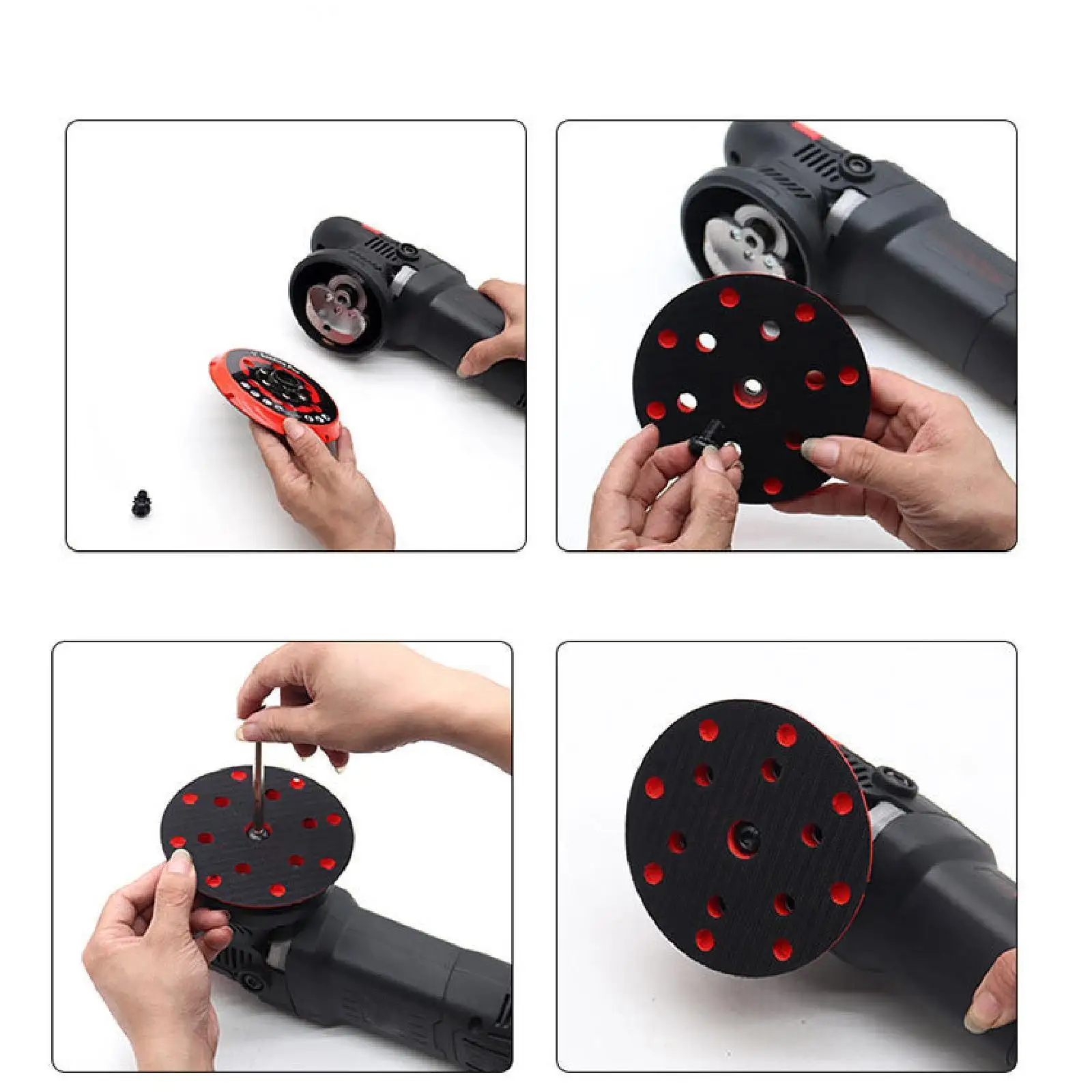 Hook and Loop Sanding Pad 5 Inch PVC Backing Plate Replacement Multi Hole Firm Stick for Sander Wood Metal