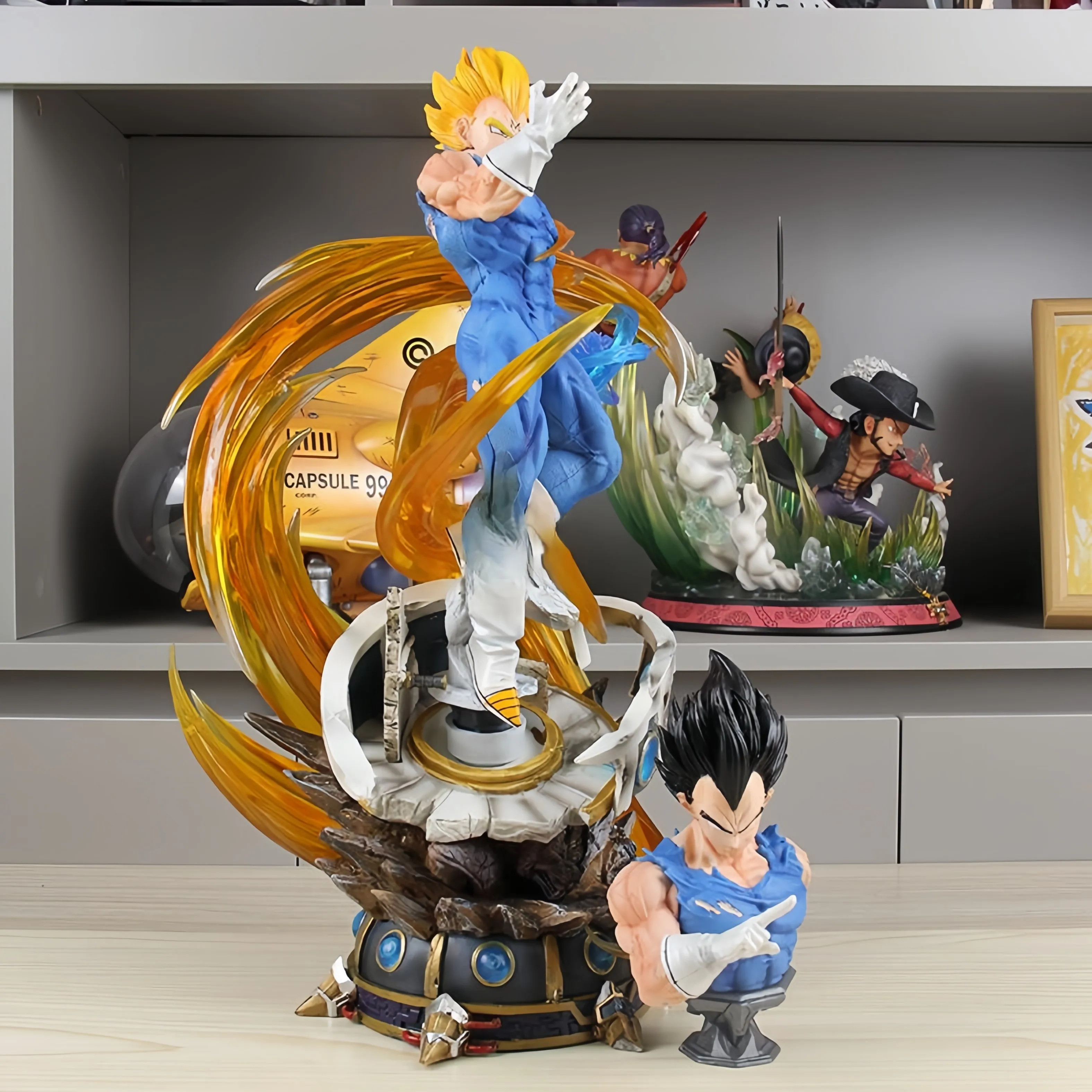 43cm figurka Anime Vegeta IV FigureSuper Saiyan LX Super duży figurka GK wymienna głowa PvcModel zabawki prezentowe