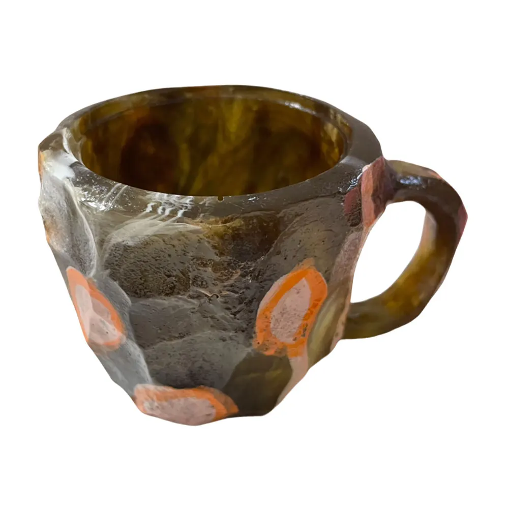 Mineralkristall-Kaffeetasse, eleganter Luxus, mineralfarbene Kristallbecher, durchscheinende Kaffeetasse, Heimbüro, elegantes Kristallgeschenk