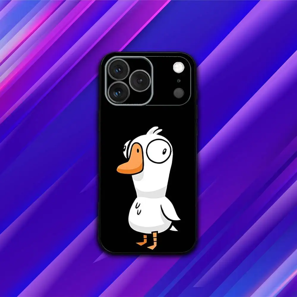 حافظة هاتف D-Duck Cartoon G-Goose لهاتف iPhone 17,16,15,14,13,12,11,Pro,Max,Plus,X,XS,SE4,E,Mini,Soft Black Case