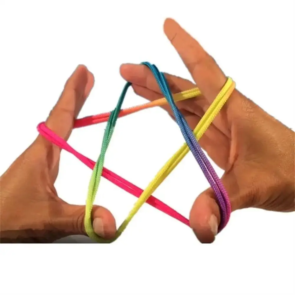 Rainbow Color String Finger Games Educational Game Colorful Fumble Finger Thread Intelligent Toy Nylon String Game Toy