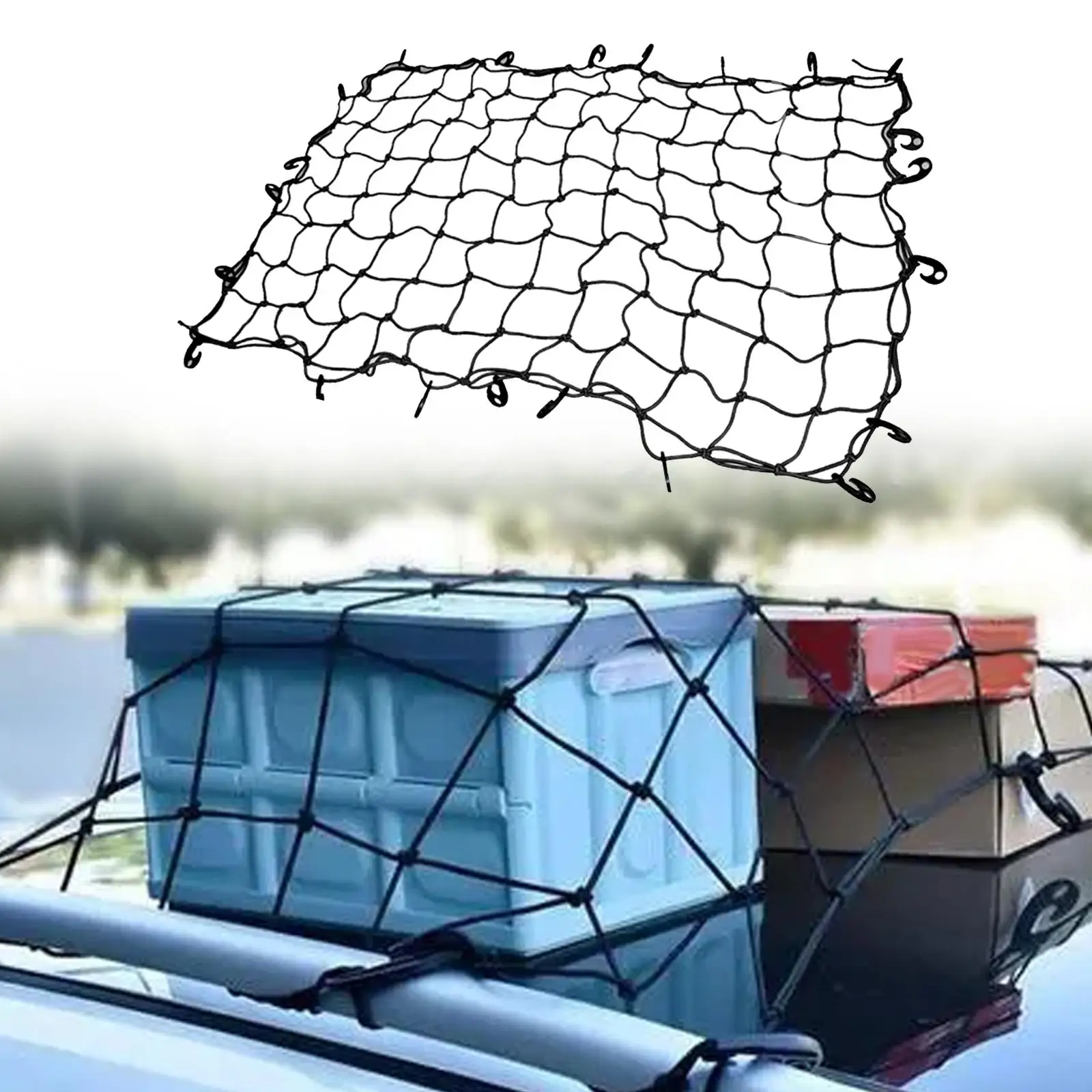 

Универсальный багажник на крышу автомобиля, 90x150 см, черный, для внедорожника, фургона, 5 мм, резиновый шнур