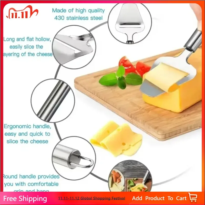 

1PC Stainless Steel Cheese Slicer Heavy Duty Plane Cheese Cutter Non-Stick Cheese Slicer Knife Server KC0331