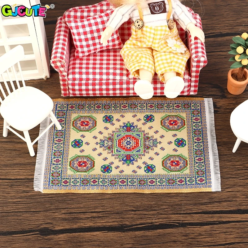 1Pc 1:12 Dollhouse Miniature Floor Rug Cover Carpet Floor Mat Model Bedroom Living Room Decor Toy Doll House Accessories