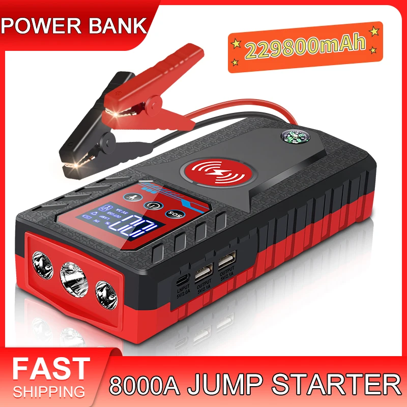 

12V Portable Car Jump Starter Power Bank 229800mah Booster with Led Light Air Compressor Car Battery Charger Device for Car