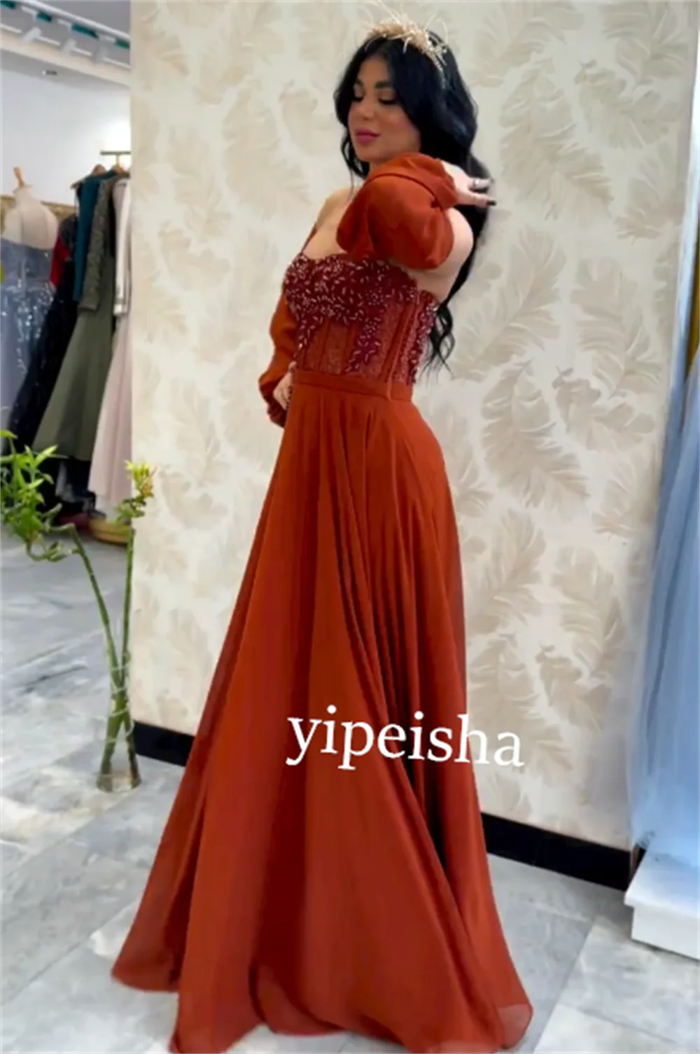 Jersey Draped Beading Prom A-line Off-the-shoulder Bespoke Occasion Gown Long Dresses