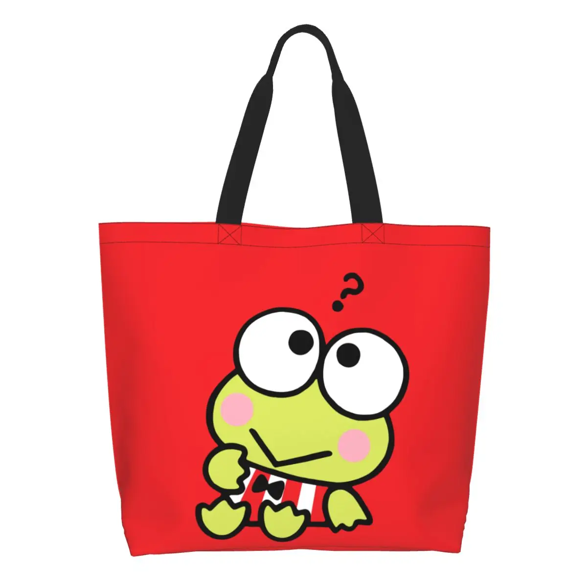 Custom Fashion Printing Keroppi Cute Cartoon Shopping Tote Bags Durable Canvas Shoulder Shopper Big -eyed Frog Anime Handbag