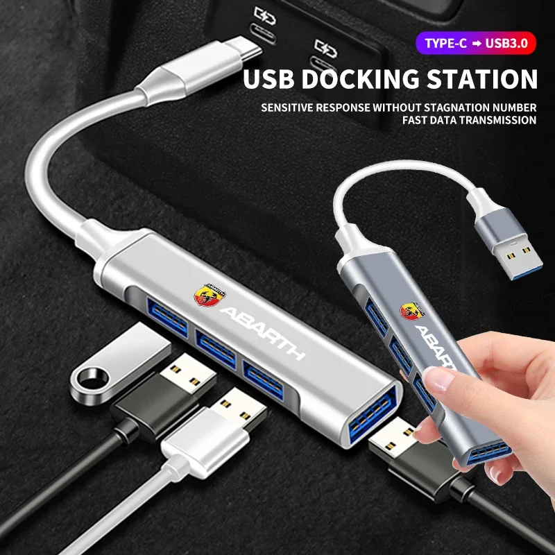 Car 4 Port USB Type-C High speed conversion Adapter Auto Accessories For Fiat Abarth 500 595 124 Spider Ducato Panda Tipo Bravo