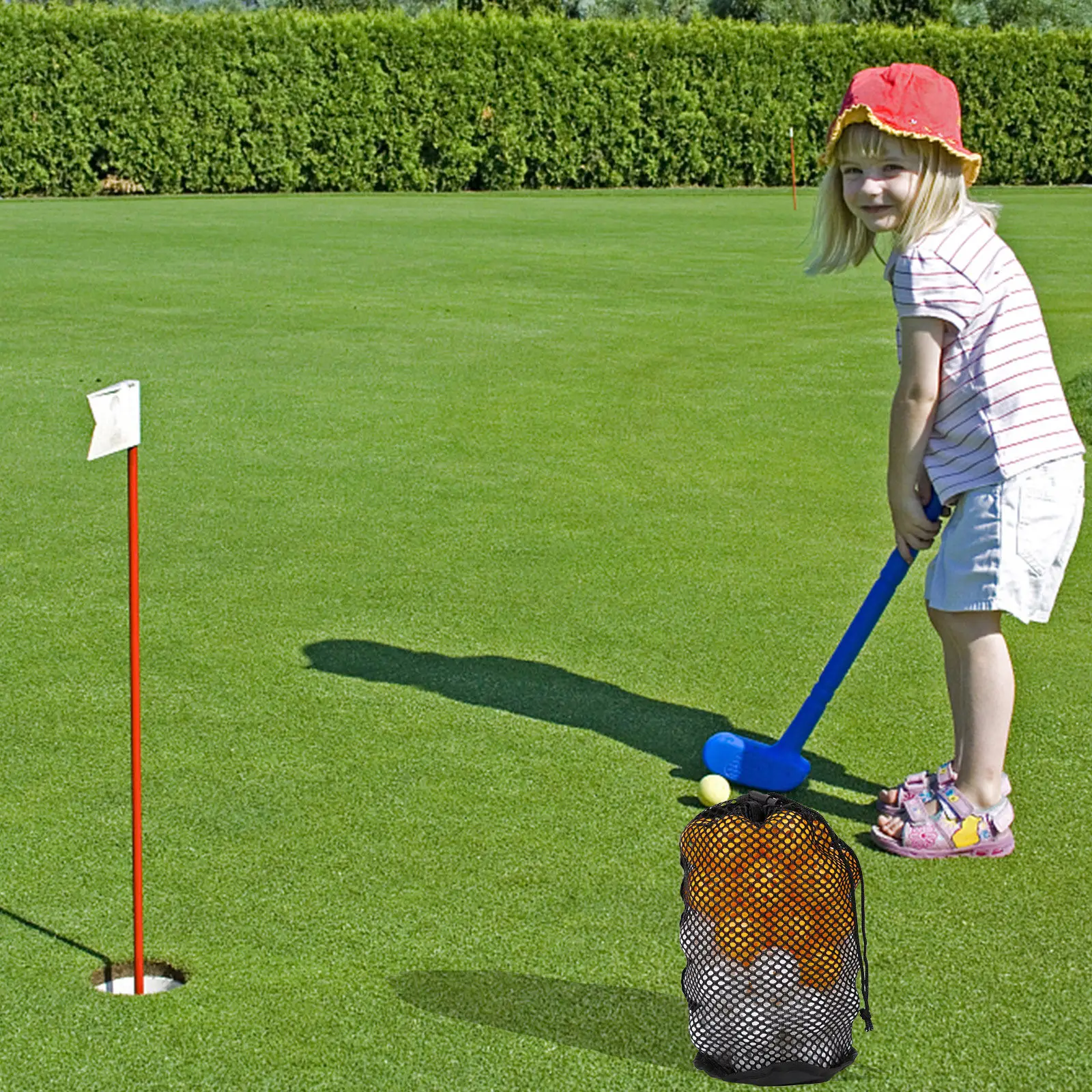 

Sturdy Nylon Golf Ball Mesh Bag Large-Mouth Drawstring Design Ventilated Reusable Ball Storage Pouch for Sports Equipment Travel