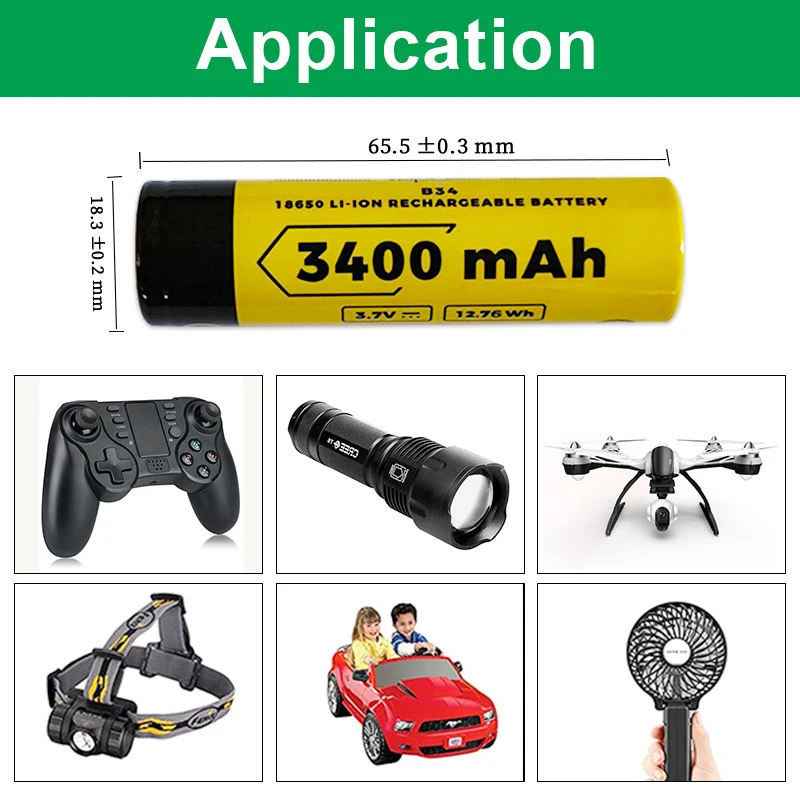 Bateria recarregável Vapcell-Li-ion para Pack, B34, 3400mAh, 10A, 18650, alta qualidade, bom desempenho de energia, 1-10Pcs, 18650