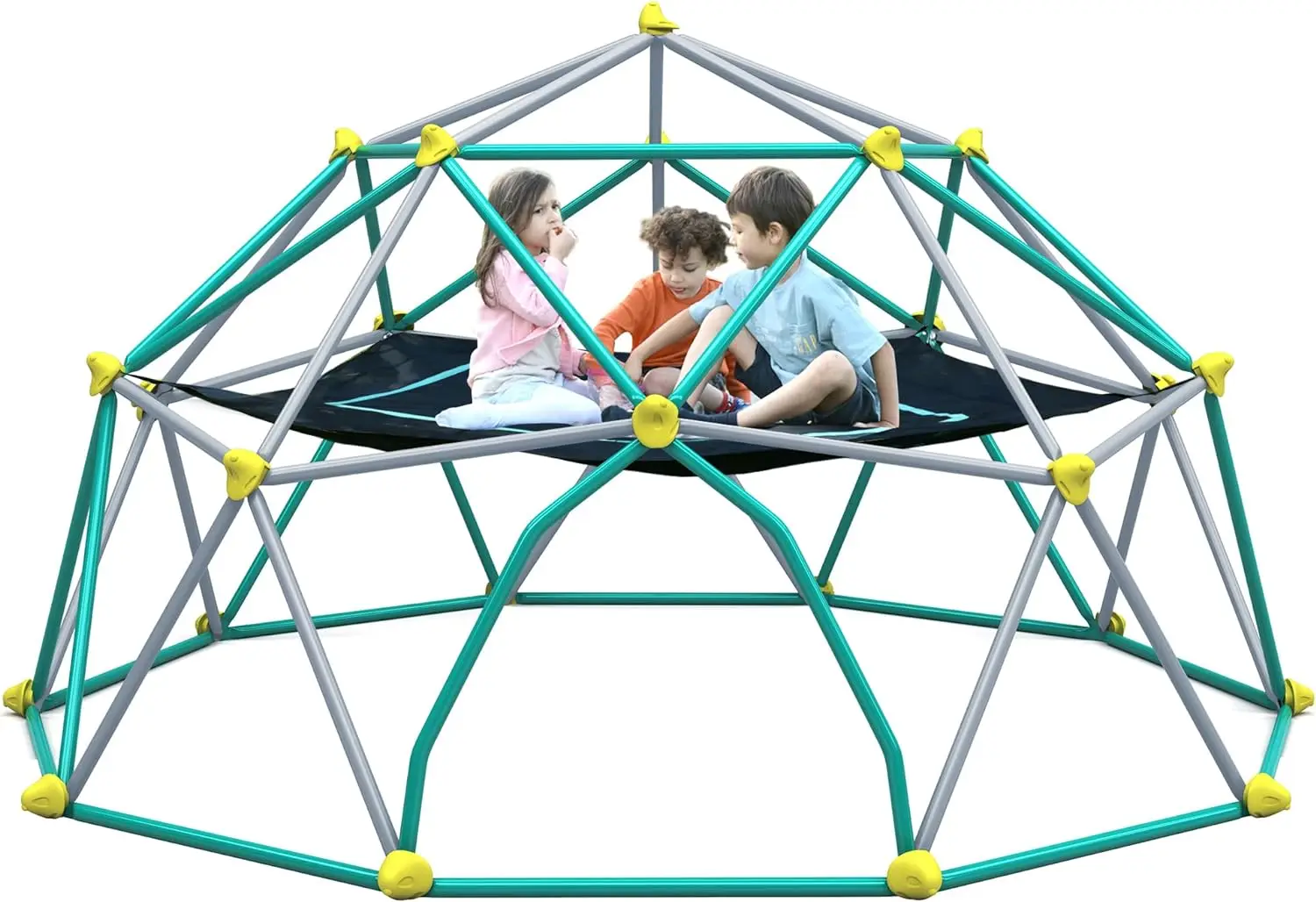 13Ft Geometric Dome Climber Play Center, Kids Climbing Dome Tower With Hammock, Rust & Uv Resistant Steel Supporting 1000 Lbs