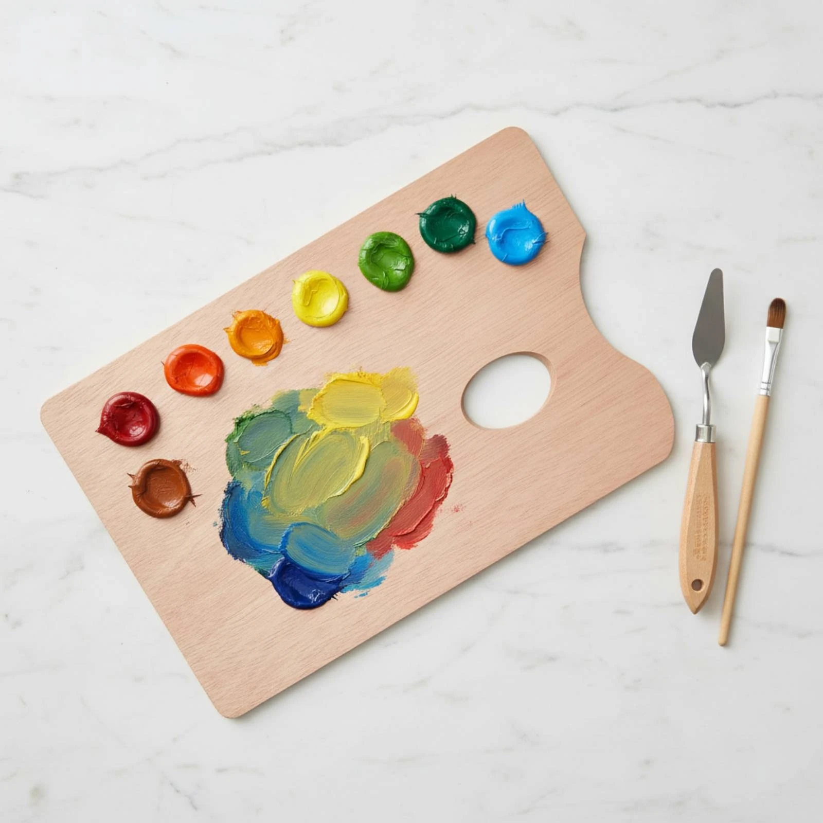 Unfinished Wooden Palette Natural Wood Grain Wooden Paint Palette Art Supply Right and Left Hand Use Lightweight