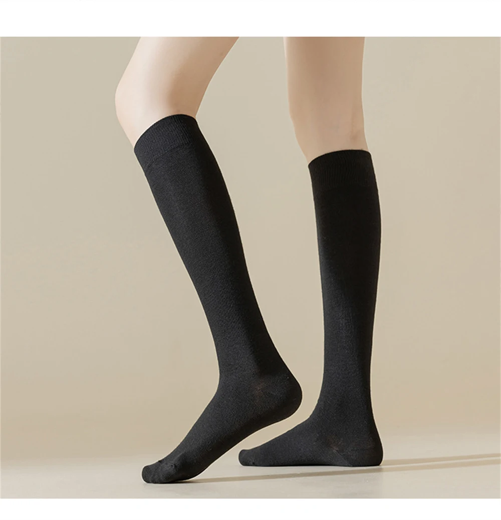 1 pair Autumn Winter Sweat-absorbent Calf Socks Women's Spring Tight stockings Japanese Casual High-tube Solid Color Socks Gift