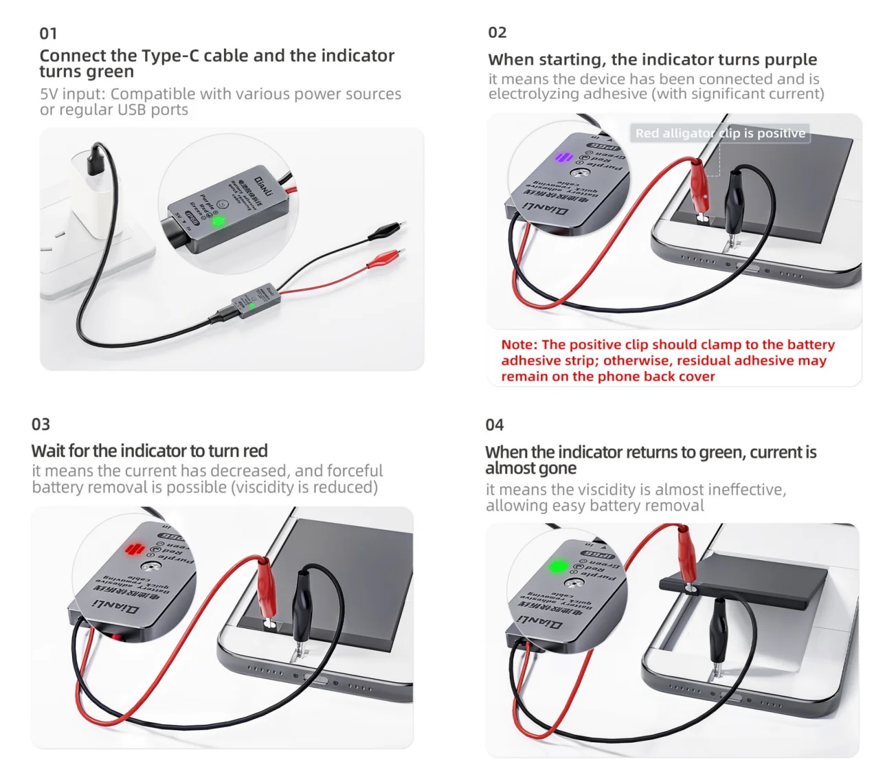 Qianli-adhesivo de batería, Cable de extracción rápida, dispositivo de liberación de pegamento, separación rápida para iPhone 16 16Plus, reparación de desmontaje de batería