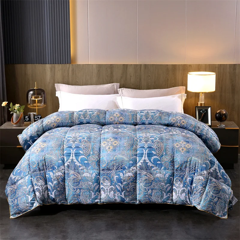 Imagem -06 - White Goose Duck Down Quilt Premium Comforter Five Star Hotel Impresso Edredões 100 Algodão Capa Luxo Cobertor Grosso