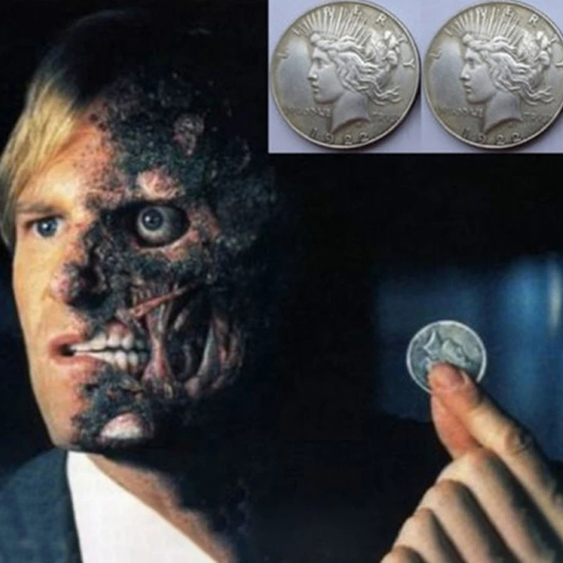 Movie Two Face Prop Trick Coin Harvey Dent cosplay props